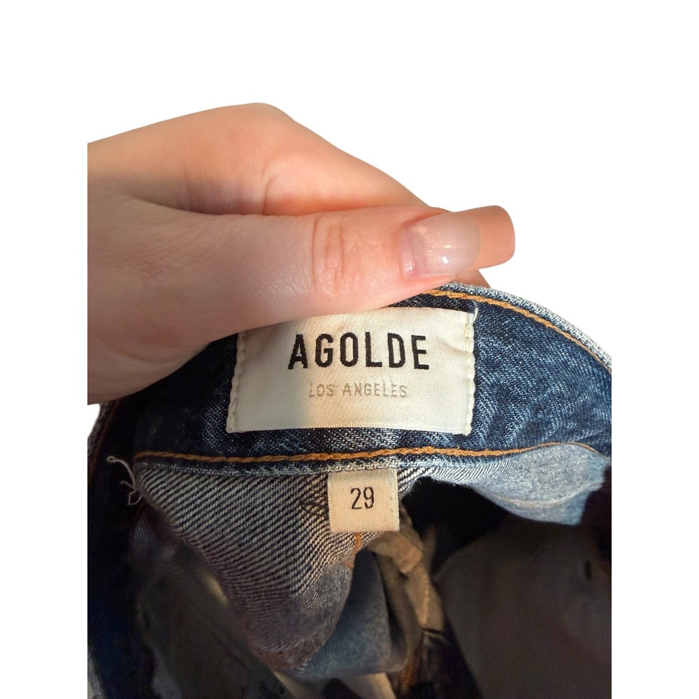 AGOLDE Mid Wash Denim Jean Shorts - Blue - Picture 7 of 13